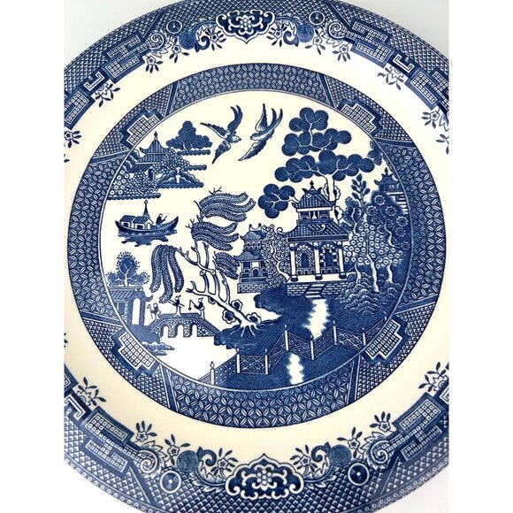 Churchill Blue Willow Platter Large Plate Made in England Oriental 13" Ceramic - Picture 4 of 12